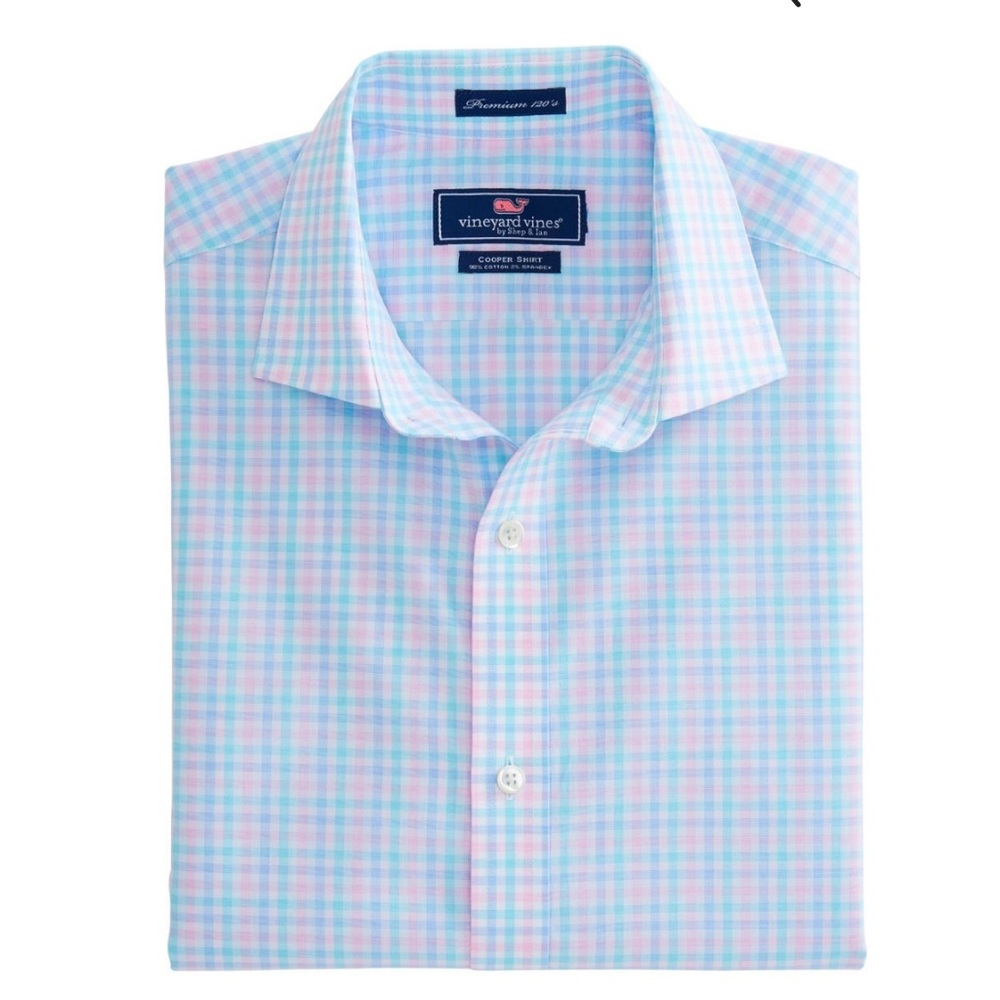 Men’s Vineyard Vines Pink Blue Classic fit Tucker long sleeve shirt sz small